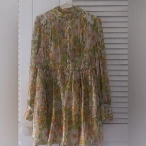 Pale colored floral midi dress by The Clothing Company, size large